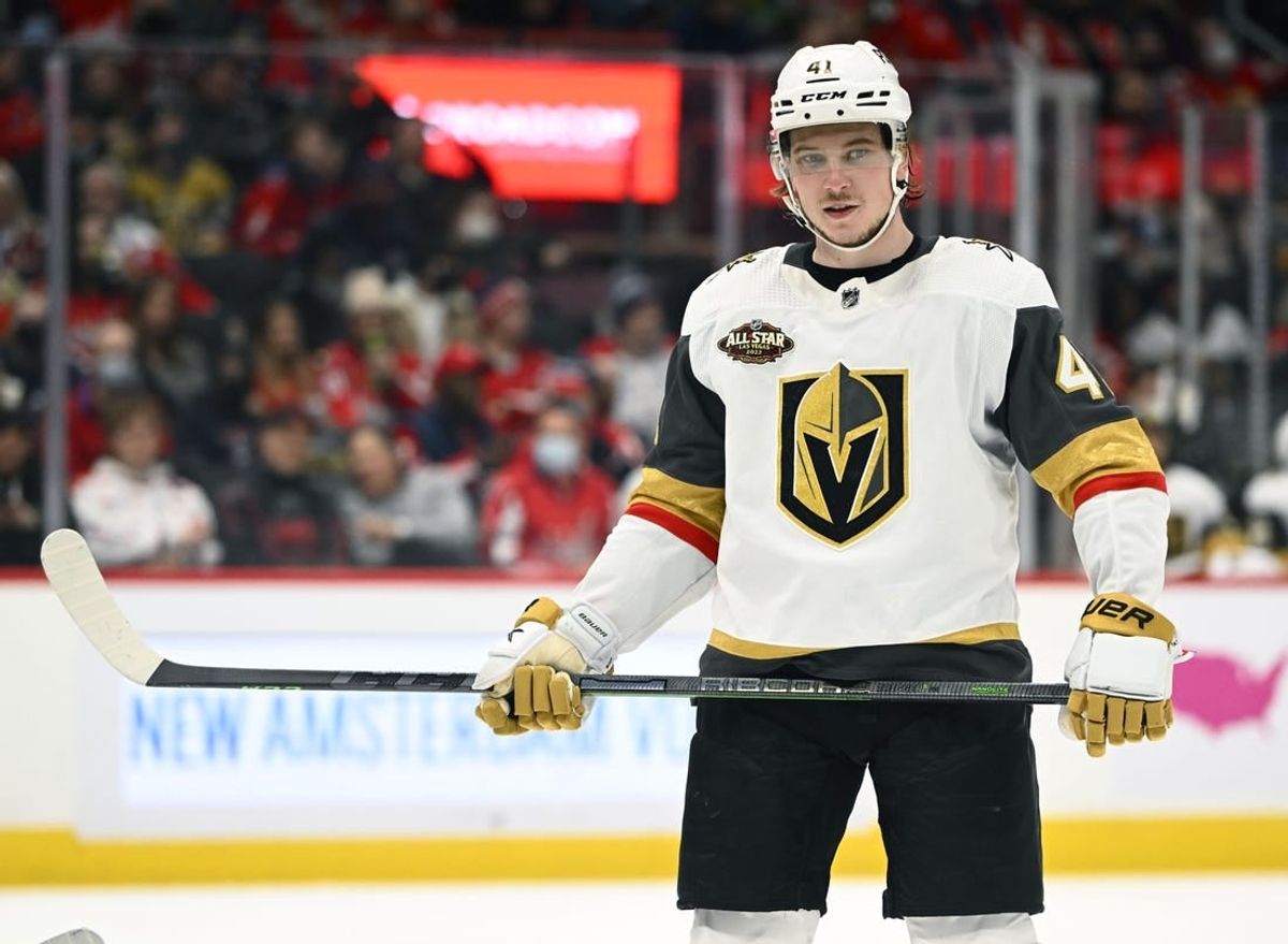 Jan 24, 2022; Washington, District of Columbia, USA; Vegas Golden Knights center Nolan Patrick (41) on the ice against the Washington Capitals during the second period at Capital One Arena.
