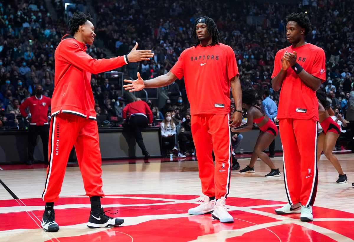 Scottie Barnes, Precious Achiuwa, and OG Anunoby make up an impressive young core in Toronto.