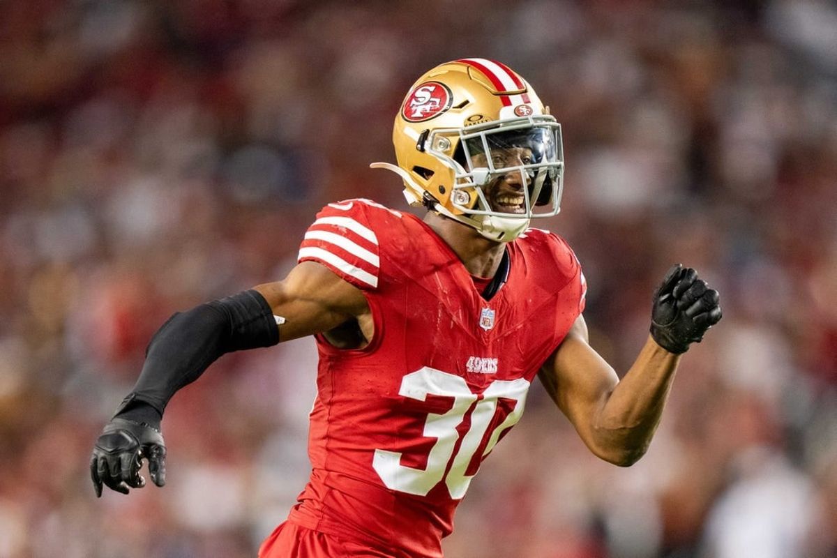 October 8, 2023; Santa Clara, California, USA; San Francisco 49ers safety George Odum (30) during the third quarter against the Dallas Cowboys at Levi's Stadium.