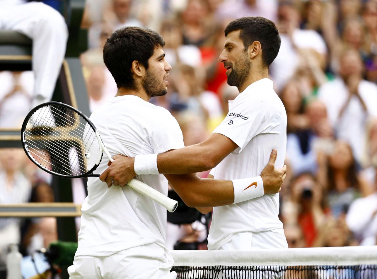 Carlos Alcaraz (left) and Novak Djokovic