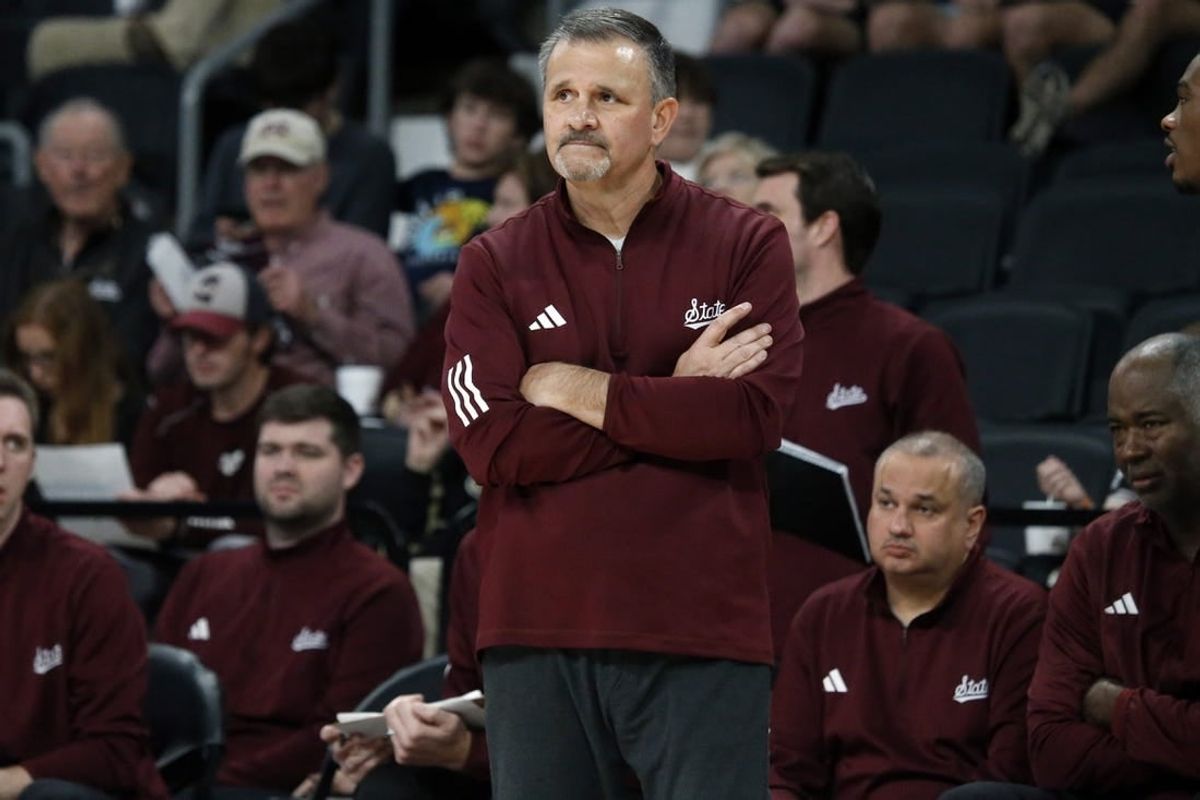 Dec 3, 2023; Starkville, Mississippi, USA; Mississippi State Bulldogs head coach Chris Jans watches during the second half against the Southern Jaguars at Humphrey Coliseum.