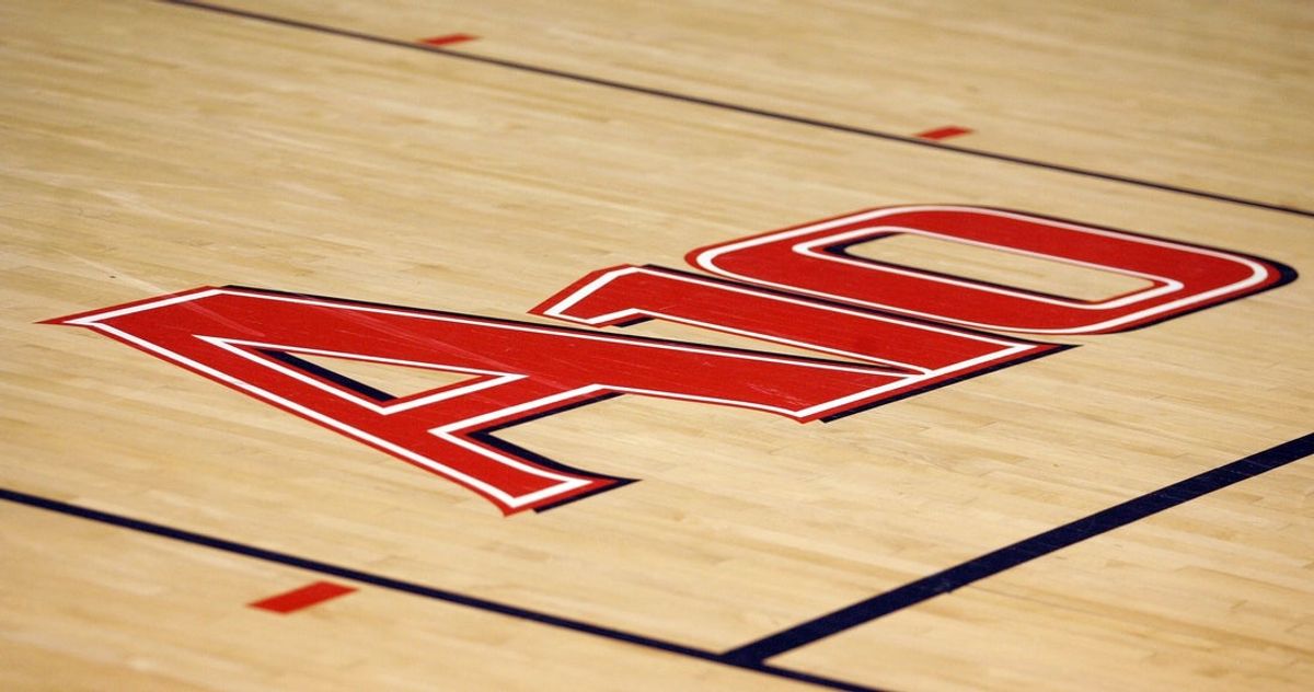 Jan 14, 2012; Richmond, VA, USA; A general view of the Atlantic 10 logo before the game between the Temple Owls and the Richmond Spiders at the Robins Center. Mandatory Credit: Peter Casey-Imagn Images