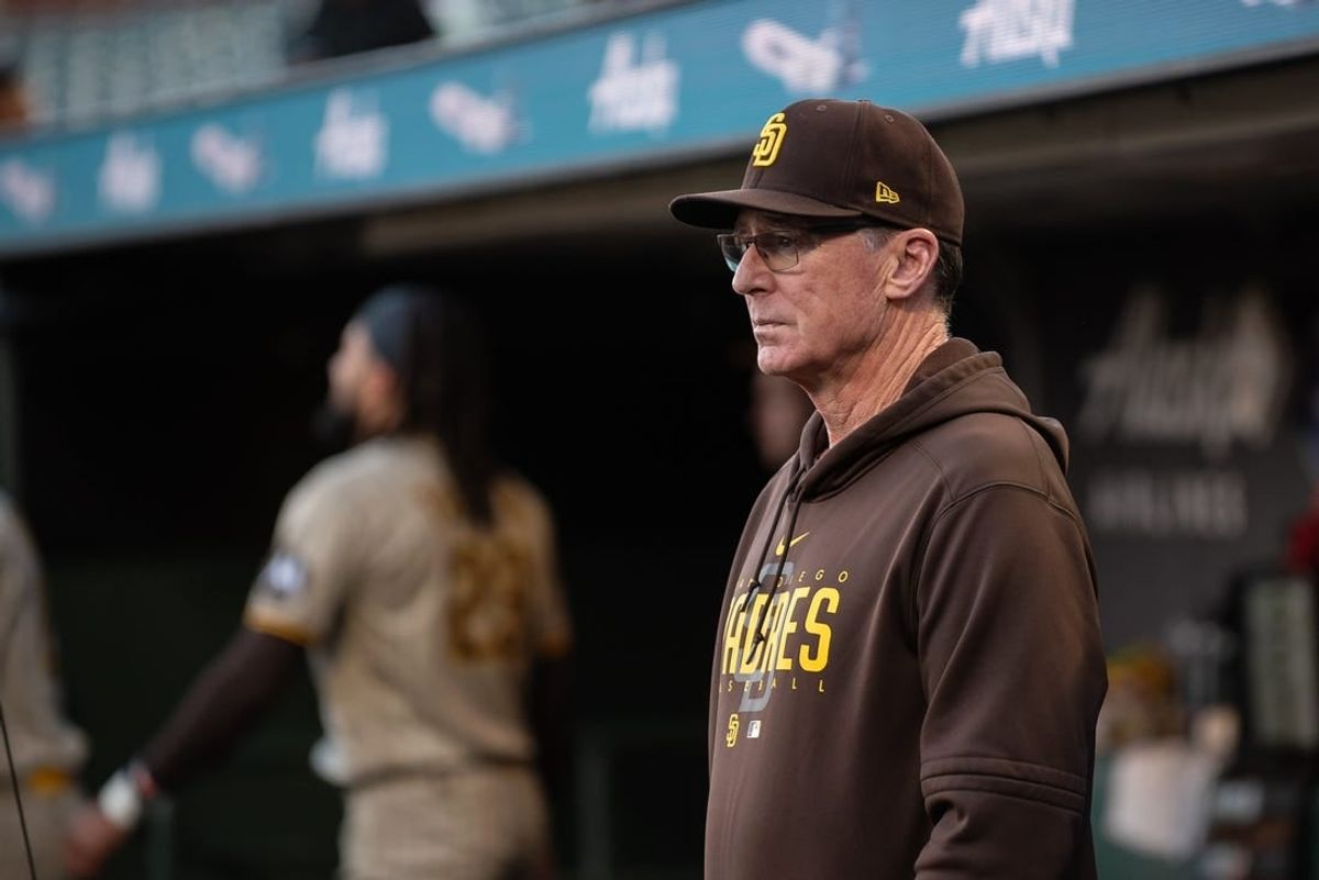 Sep 26, 2023; San Francisco, California, USA; San Diego Padres manager Bob Melvin (3) looks on before the game against the San Francisco Giants at Oracle Park.