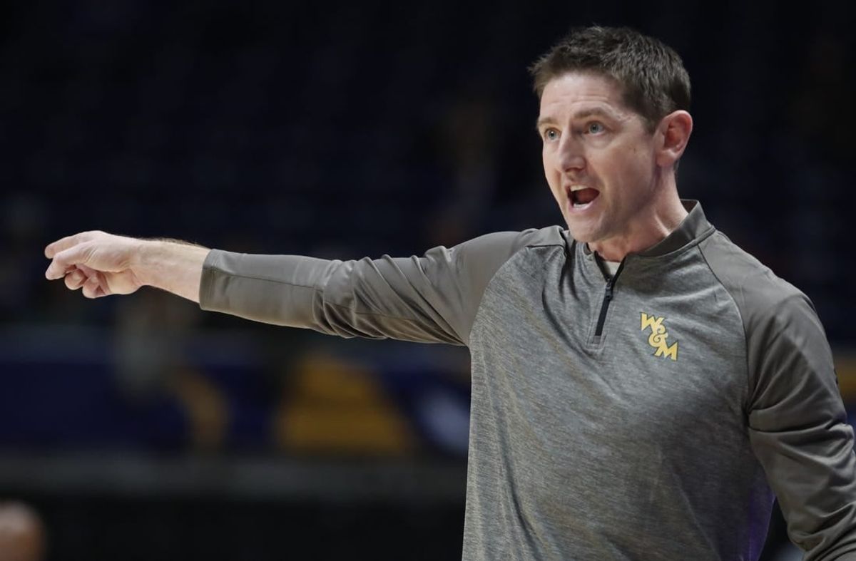 Nov 25, 2022; Pittsburgh, Pennsylvania, USA; William & Mary Tribe head coach Dane Fischer reacts on the sideline against the Pittsburgh Panthers during the second half at Petersen Events Center.