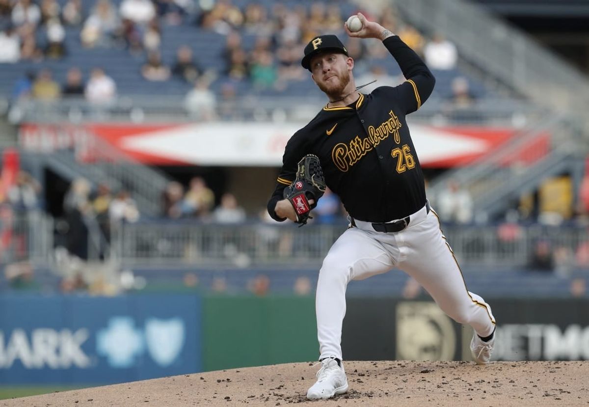 Apr 23, 2024; Pittsburgh, Pennsylvania, USA;  Pittsburgh Pirates starting pitcher Bailey Falter (26) delivers a pitch against the Milwaukee Brewers during the second inning at PNC Park.