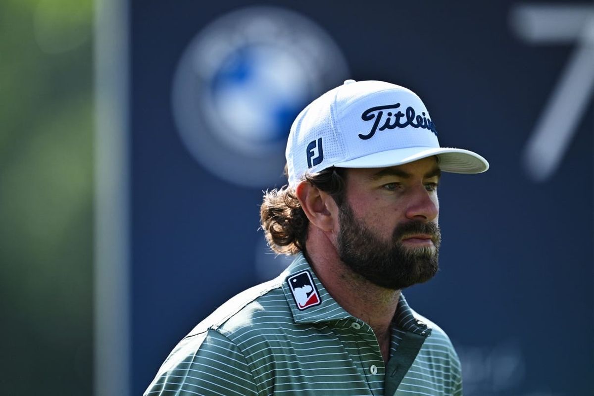 Aug 18, 2023; Olympia Fields, Illinois, USA; Cameron Young walks down the fairway after teeing off from the 7th tee during the second round of the BMW Championship golf tournament.