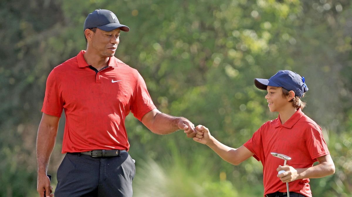 Tiger Woods and his son, Charlie