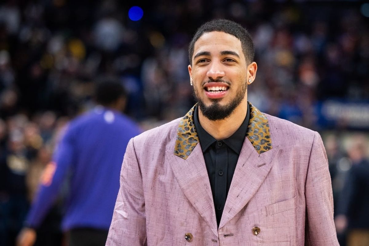 Jan 26, 2024; Indianapolis, Indiana, USA; Indiana Pacers guard Tyrese Haliburton (0) celebrates after the game against the Phoenix Suns at Gainbridge Fieldhouse.