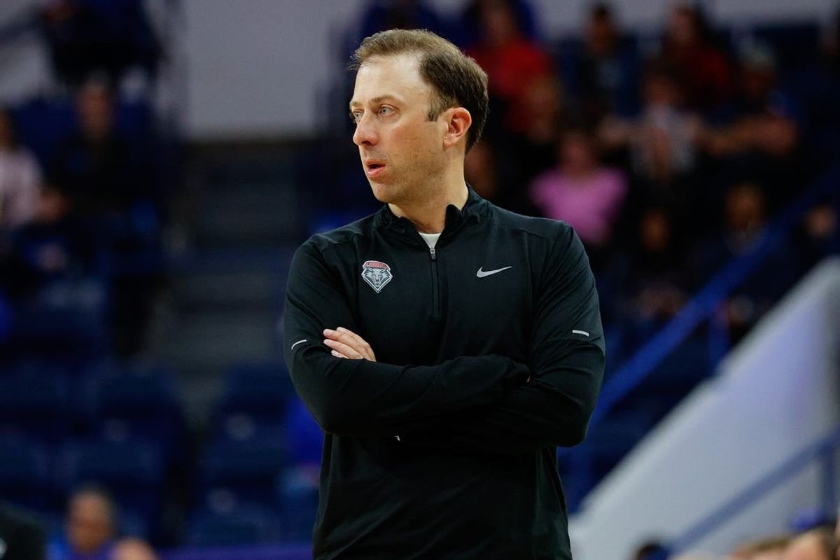 Jan 20, 2024; Colorado Springs, Colorado, USA; New Mexico Lobos head coach Richard Pitino looks on in the second half against the Air Force Falcons at Clune Arena.