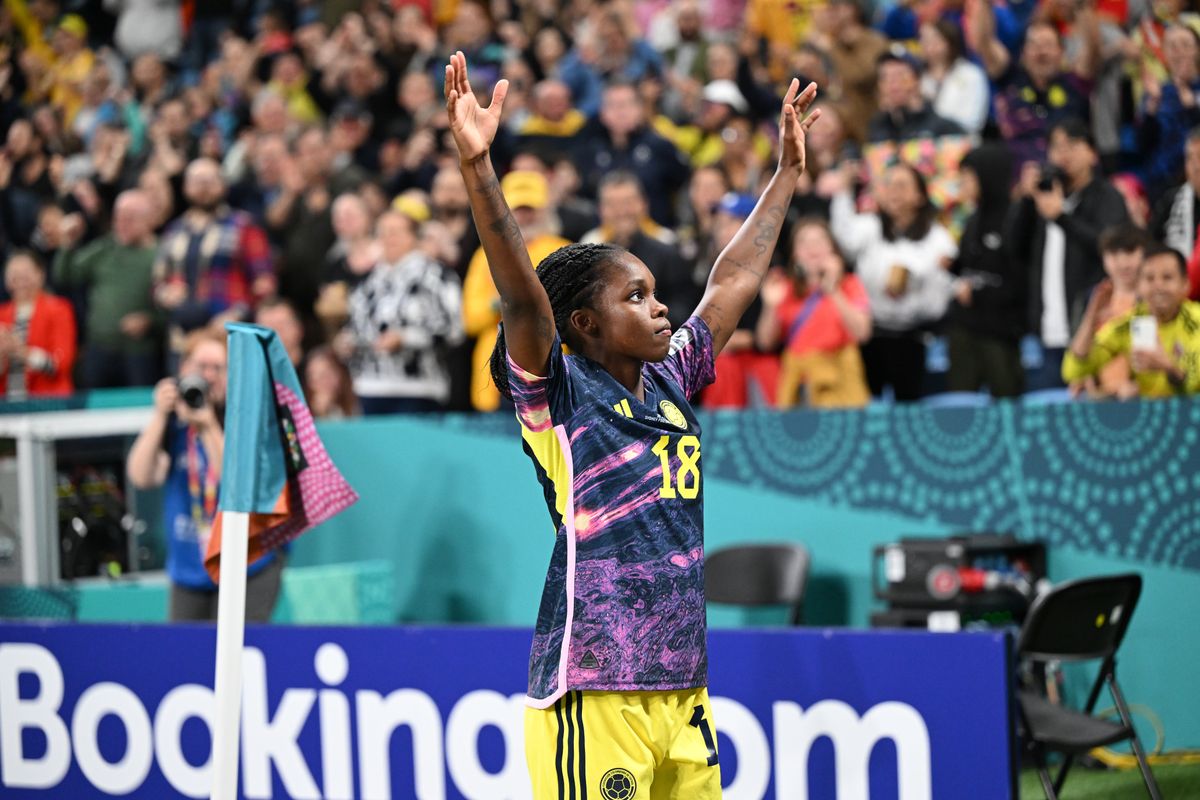 Colombia’s Linda Caicedo celebrates after scoring her team’s first goal during the FIFA Women’s World Cup Australia & New Zealand 2023.
