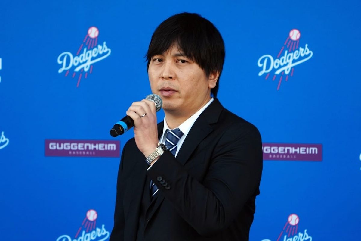 Dec 14, 2023; Los Angeles, CA, USA; Ippei Mizuhara, the translator for Los Angeles Dodgers designated hitter Shohei Ohtani, during an introductory press conference at Dodger Stadium.