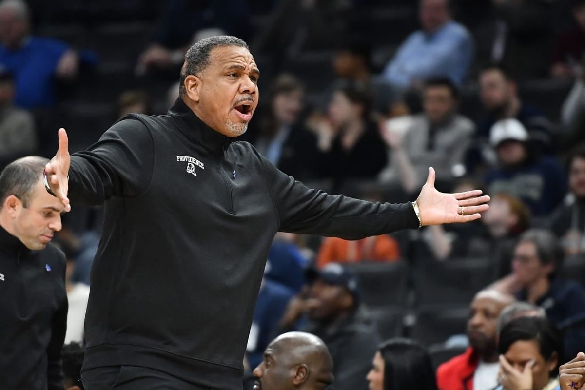Feb 26, 2023; Washington, District of Columbia, USA; Providence Friars head coach Ed Cooley looks on against the Georgetown Hoyas during the first half at Capital One Arena.