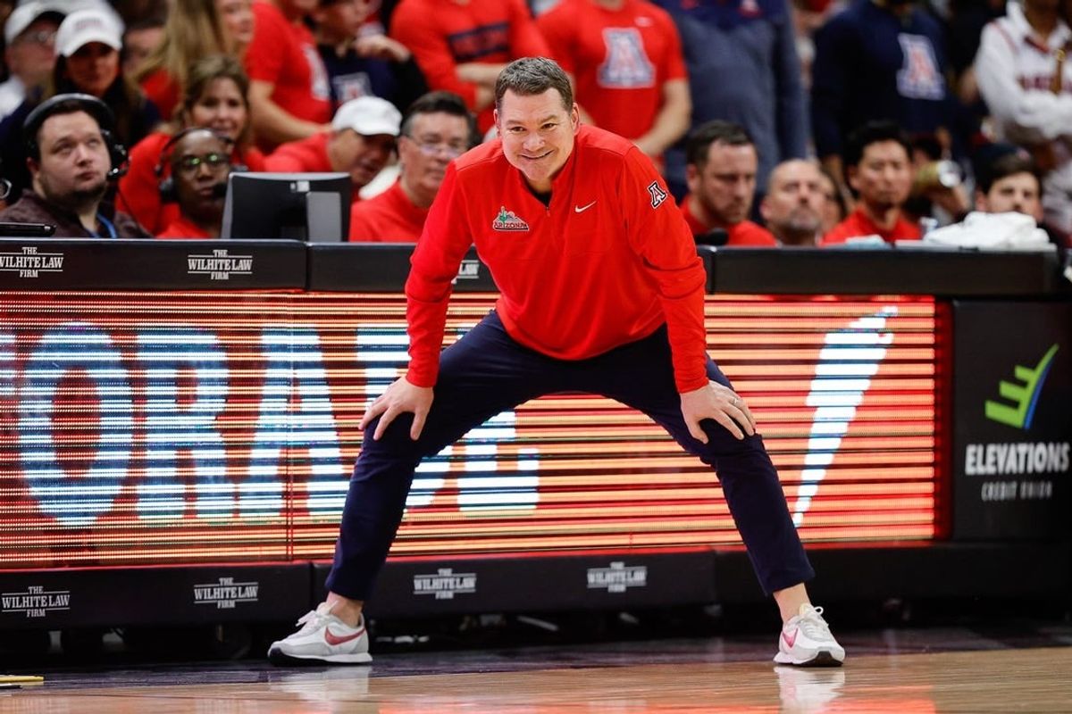 Feb 10, 2024; Boulder, Colorado, USA; Arizona Wildcats head coach Tommy Lloyd in the second half against the Colorado Buffaloes at CU Events Center.