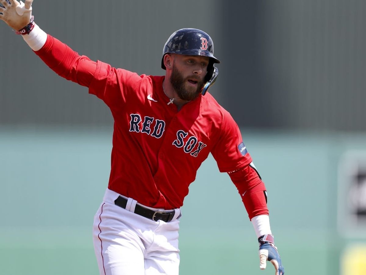 Mar 17, 2024; Fort Myers, Florida, USA;  Boston Red Sox shortstop Trevor Story (10) runs the bases after hitting a three-run home run against the New York Yankees in the first inning at JetBlue Park at Fenway South.