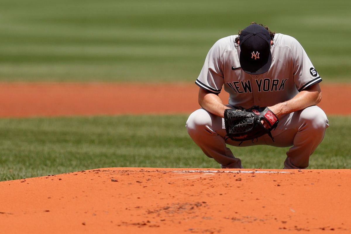 Gerrit Cole does his best impression of the Yankees’ season thus far.