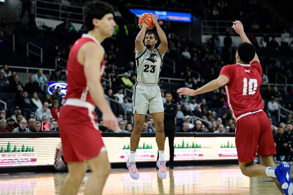 Dec 16, 2023; Providence, Rhode Island, USA; Providence Friars forward Bryce Hopkins (23) shoots the ball against the Sacred Heart Pioneers during the first half at Amica Mutual Pavilion.