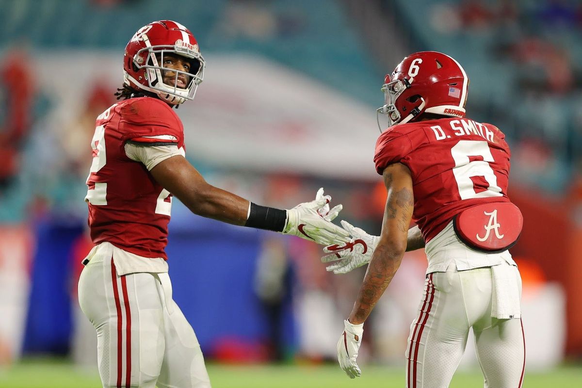 Alabama stars Najee Harris, left, and DeVonta Smith were both first-rounders in the NFL Draft.