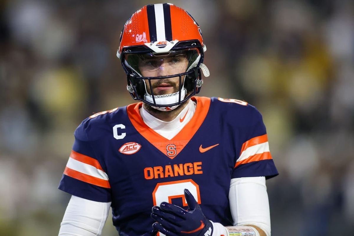 Nov 18, 2023; Atlanta, Georgia, USA; Syracuse Orange quarterback Garrett Shrader (6) on the sideline against the Georgia Tech Yellow Jackets in the second half at Bobby Dodd Stadium at Hyundai Field.