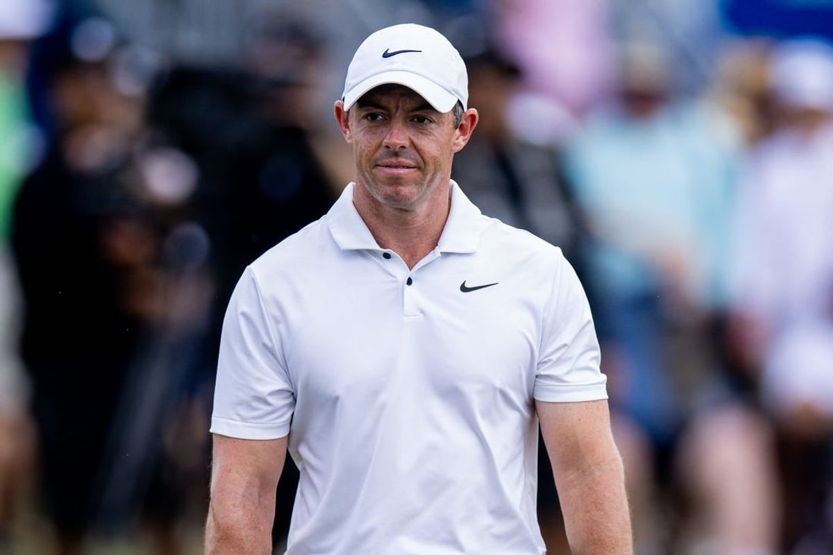 Apr 28, 2024; Avondale, Louisiana, USA; Rory McIlroy reacts to missing a putt on the ninth green during the final round of the Zurich Classic of New Orleans golf tournament.