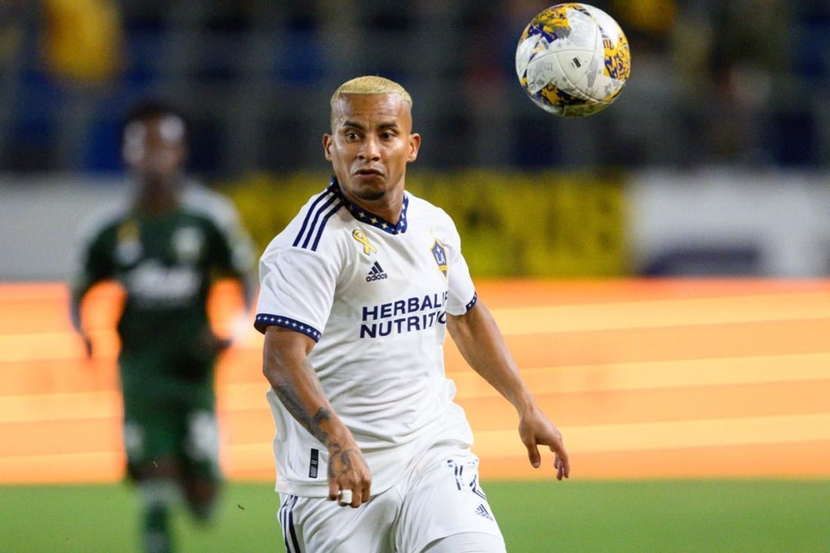 Sep 30, 2023; Carson, California, USA; LA Galaxy forward Michael Barrios (12) chases down the ball during the second half at Dignity Health Sports Park.