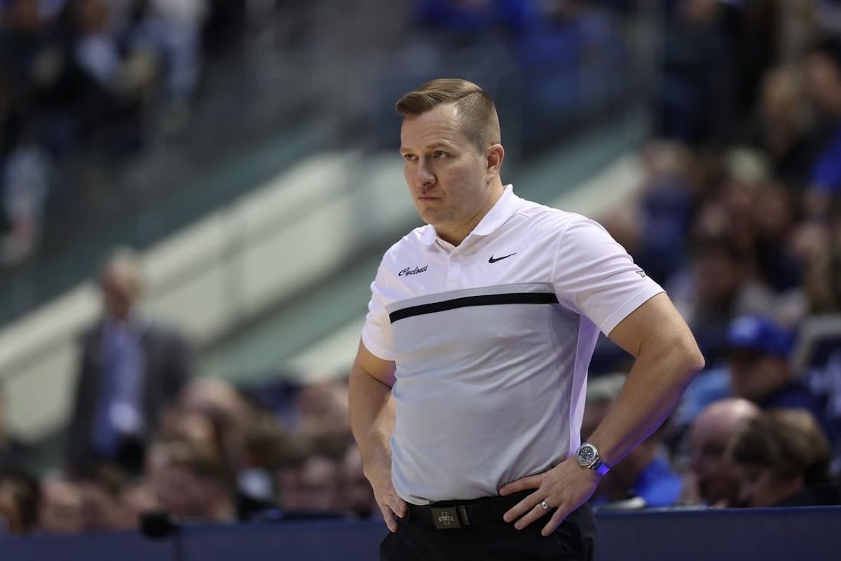 Jan 16, 2024; Provo, Utah, USA; Iowa State Cyclones head coach T.J. Otzelberger looks on against the Brigham Young Cougars during the second half at Marriott Center.