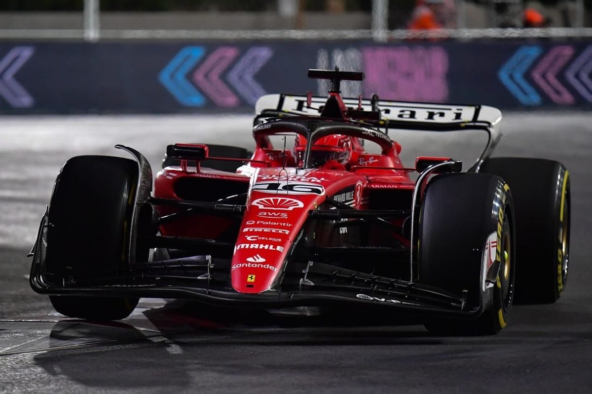 Nov 18, 2023; Las Vegas, Nevada, USA; Scuderia Ferrari driver Charles LeClerc of Monaco (16) during the Las Vegas Grand Prix at Las Vegas Strip Circuit.