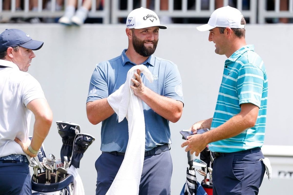 Rory McIlroy, Jon Rahm and Scottie Scheffler (file photo) are among the golf titans chasing the Green Jacket at Augusta National in the 2024 Masters..