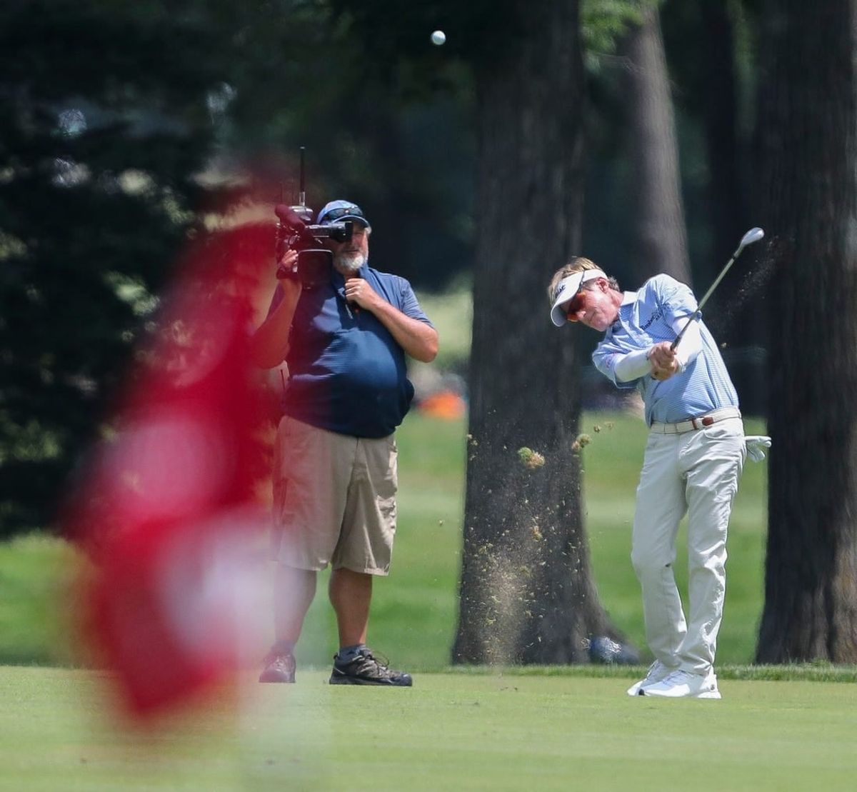 Brett Quigley hits his approach shot into the 9th green during the final round of the 2023 U.S. Senior Open on Sunday, July 2, 2023, at SentryWorld in Stevens Point, Wis. Quigley shot a round of 66 to finish in a tie for 4th place at 2-under par for the tournament.Tork Mason/USA TODAY NETWORK-Wisconsin