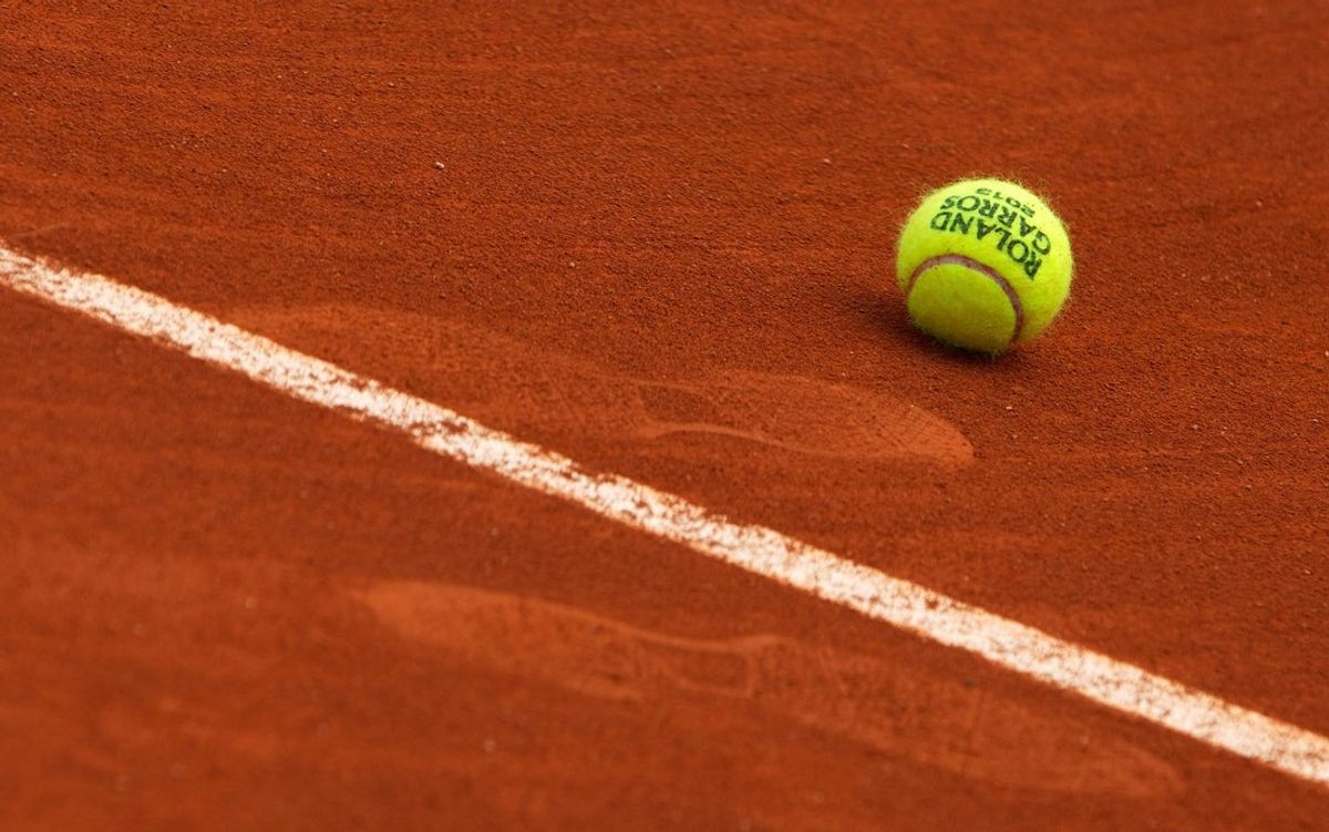 May 25, 2013; Paris, FRANCE; A general view of a tennis ball on a clay court before the 2013 French Open at Roland Garros.  Mandatory Credit: Matthias Hauer/GEPA via Imagn Images
