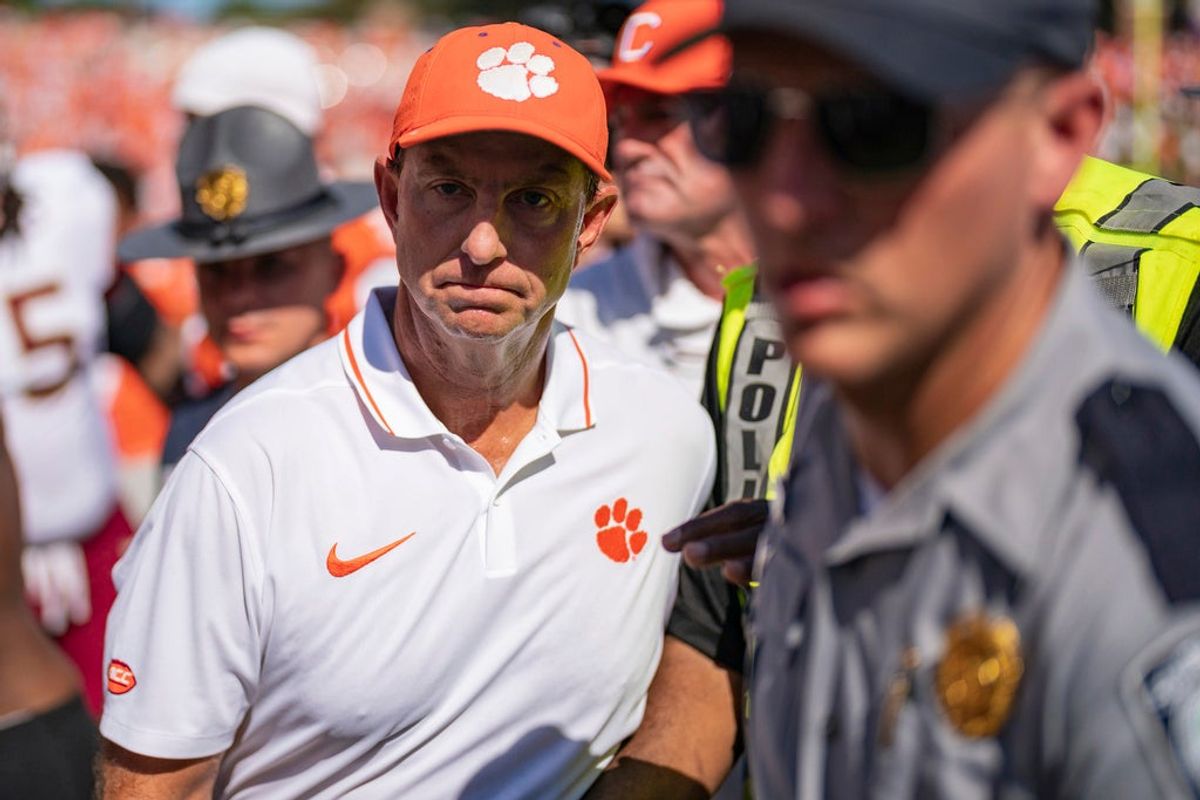 Dabo Swinney is nonplussed after FSU’s overtime victory.