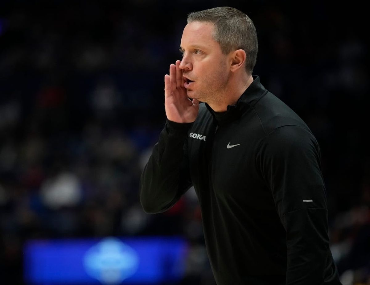 Georgia head coach Mike White yells at his team during the first half of a first round SEC Men        s Basketball Tournament game against LSU at Bridgestone Arena Friday, March 8, 2024, in Nashville, Tenn.

Sec Basketball Lsu Vs Georgia