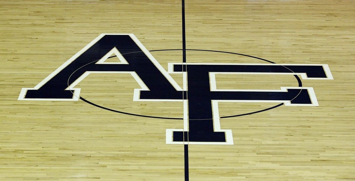 Nov 20, 2013; Colorado Springs, CO, USA; A general view of the Air Force Falcons logo at Clune Arena before the start of the game against the Colorado Christian Cougars. Mandatory Credit: Isaiah J. Downing-Imagn Images