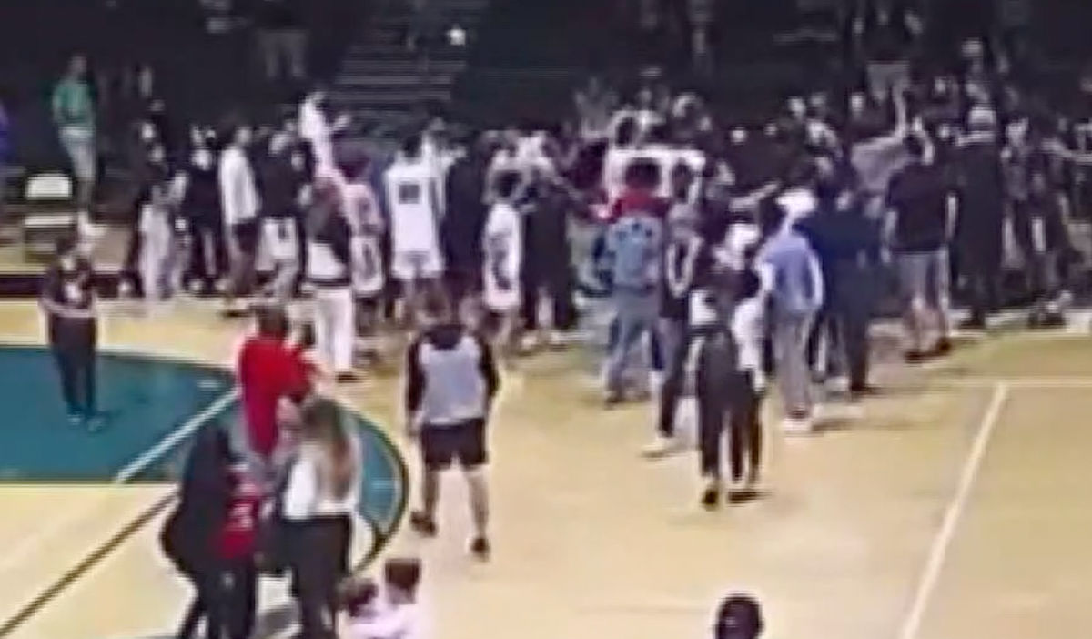 Tortillas were flying in the air at a high schoool basketball game.