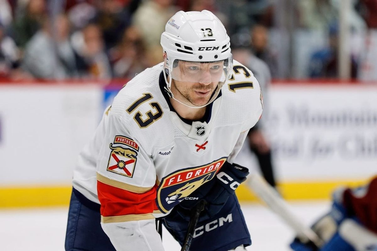 Jan 6, 2024; Denver, Colorado, USA; Florida Panthers center Sam Reinhart (13) in the third period against the Colorado Avalanche at Ball Arena.
