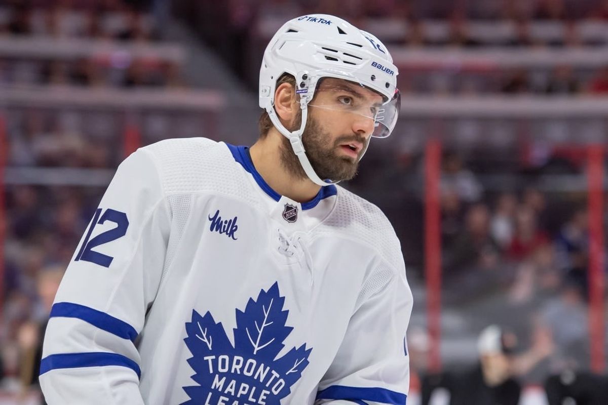 Apr 1, 2023; Ottawa, Ontario, CAN; Toronto Maple Leafs center Zach Aston-Reese (12) skates in the first period against the Ottawa Senators at the Canadian Tire Centre.