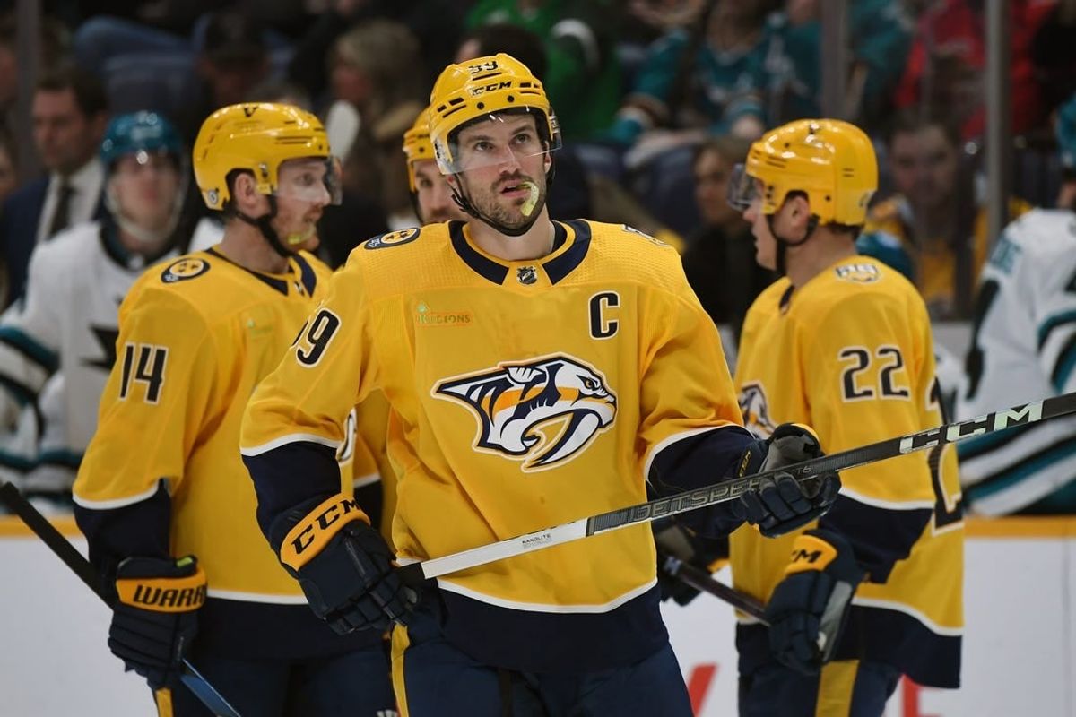 Mar 19, 2024; Nashville, Tennessee, USA; Nashville Predators defenseman Roman Josi (59) skates onto the ice for a power play during the third period at Bridgestone Arena.