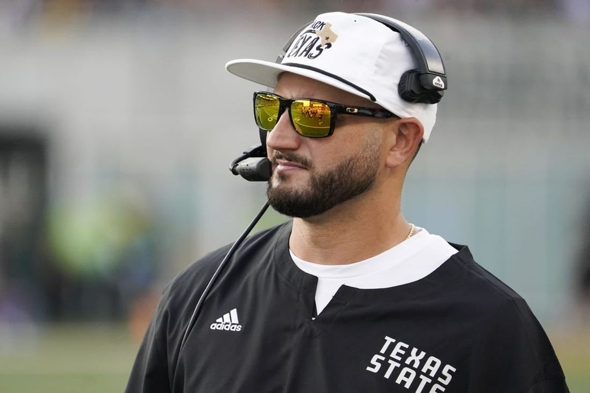 Sep 2, 2023; Waco, Texas, USA; Texas State Bobcats head coach G.J. Kinne on the sidelines during the first half against the Baylor Bears at McLane Stadium.