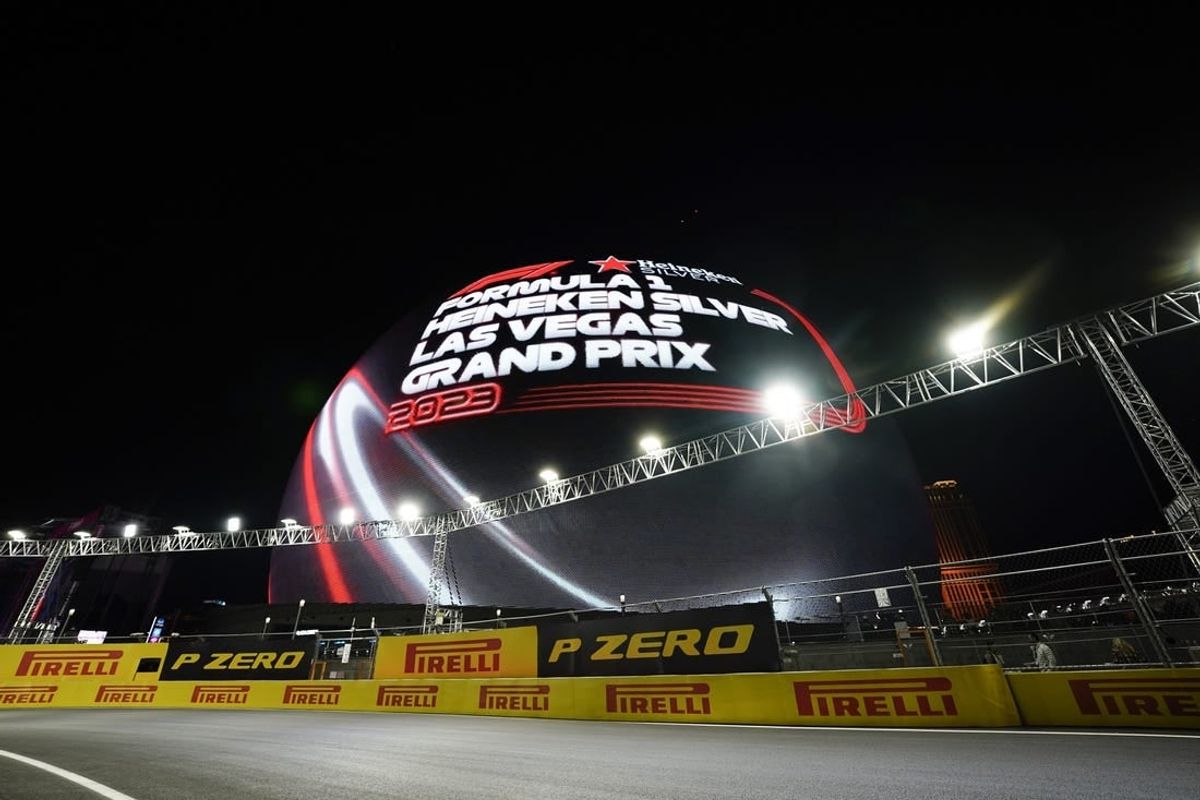 Nov 17, 2023; Las Vegas, Nevada, USA; The MSG Sphere is observed prior to the start of the qualifiers at the Las Vegas Strip Circuit.