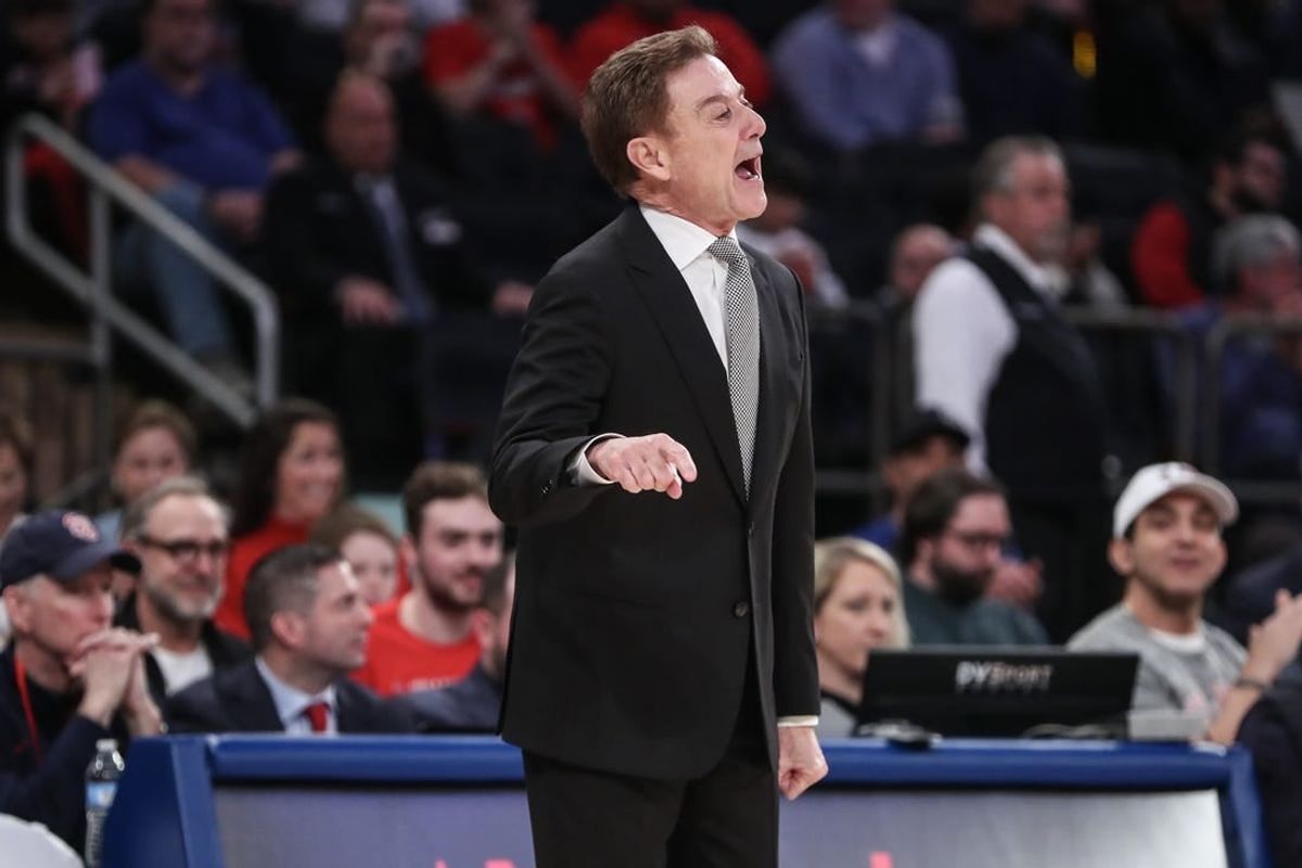 Mar 9, 2024; New York, New York, USA; St. John's Red Storm head coach Rick Pitino yells out instructions in the first half against the Georgetown Hoyas at Madison Square Garden.