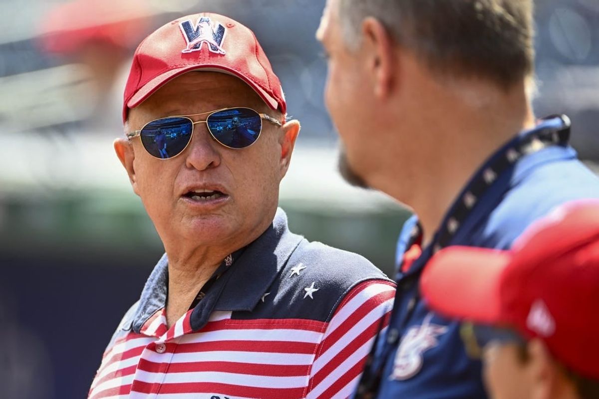 Jul 4, 2023; Washington, District of Columbia, USA; Washington Nationals owner Mark Lerner on the field before the game between the Washington Nationals and the Cincinnati Reds at Nationals Park.