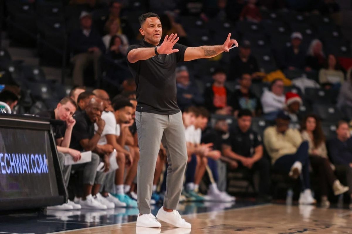 Dec 9, 2023; Atlanta, Georgia, USA; Georgia Tech Yellow Jackets head coach Damon Stoudamire calls a play against the Alabama A&M Bulldogs in the first half at McCamish Pavilion.