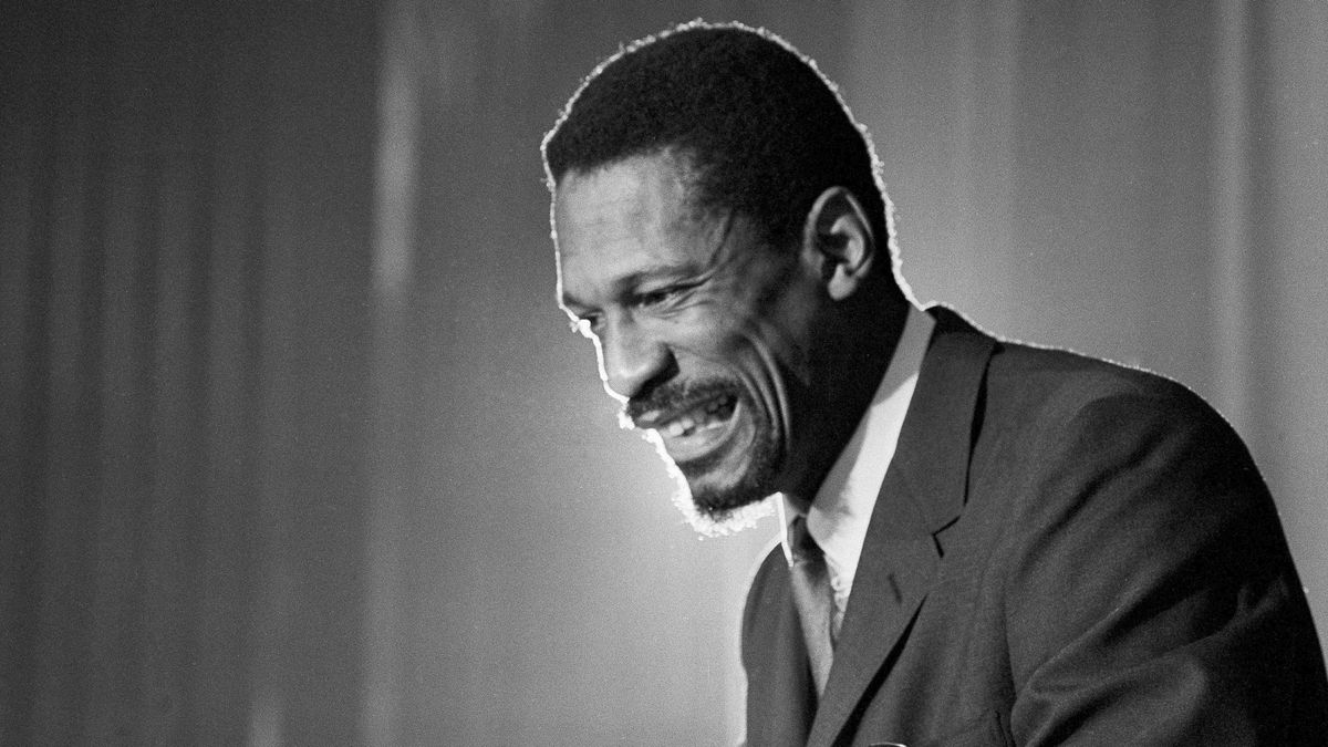 Bill Russell grins at the  announcement that he had been named coach of the Boston Celtics basketball team, on  April 18, 1966. The NBA great Bill Russell  died at age 88.