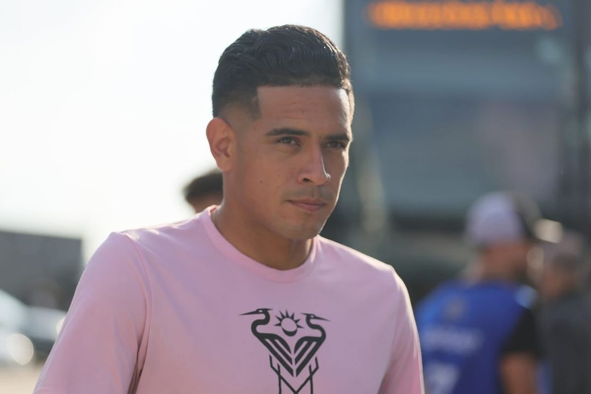 Aug 30, 2023; Fort Lauderdale, Florida, USA; Inter Miami midfielder Victor Ulloa (13) arrives at he stadium before the game against the Nashville SC at DRV PNK Stadium.