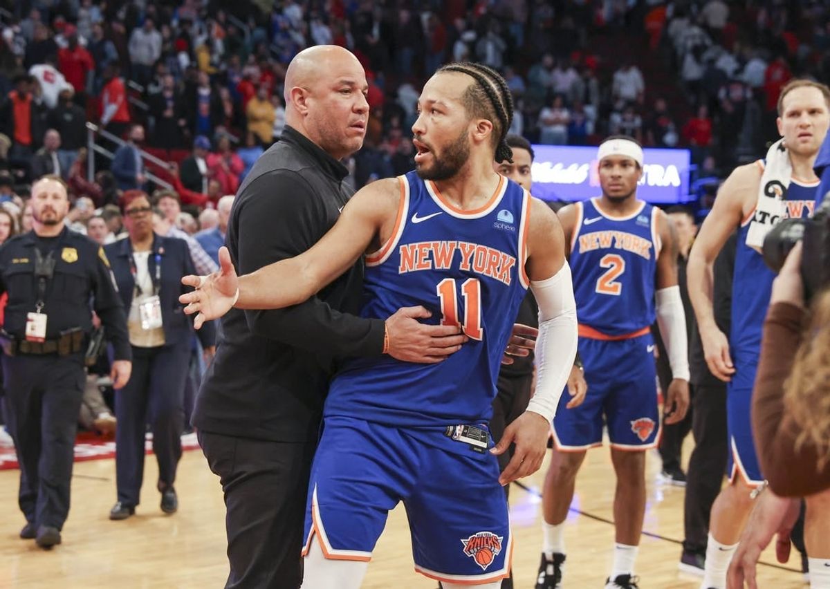 Feb 12, 2024; Houston, Texas, USA; New York Knicks guard Jalen Brunson (11) reacts after the end of the game against the Houston Rockets at Toyota Center.