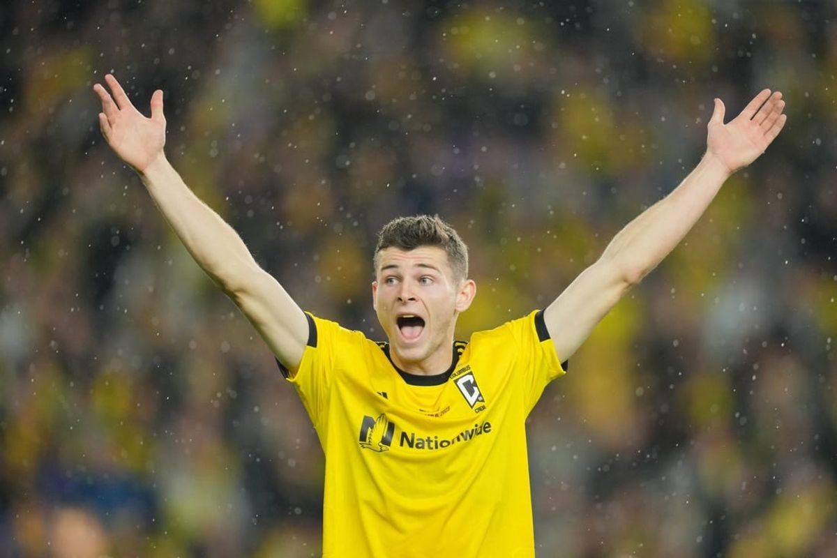 Dec 9, 2023; Columbus, OH, USA; Columbus Crew midfielder Sean Zawadzki (25) celebrates after winning the 2023 MLS Cup championship game against Los Angeles FC at Lower.com Field.