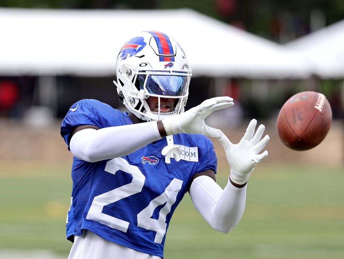 Bills defensive back Kaiir Elam during training camp drills.