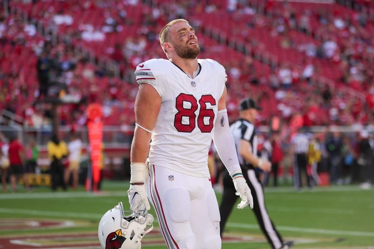 Oct 1, 2023; Santa Clara, California, USA; Arizona Cardinals tight end Zach Ertz (86) reacts after the game against the San Francisco 49ers at Levi's Stadium.
