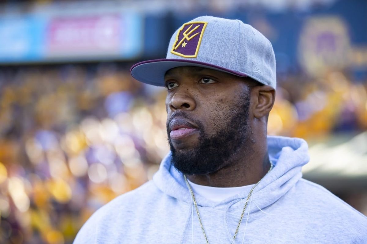Nov 27, 2021; Tempe, Arizona, USA; Arizona State Sun Devils former defensive end Terrell Suggs in attendance against the Arizona Wildcats at Sun Devil Stadium.