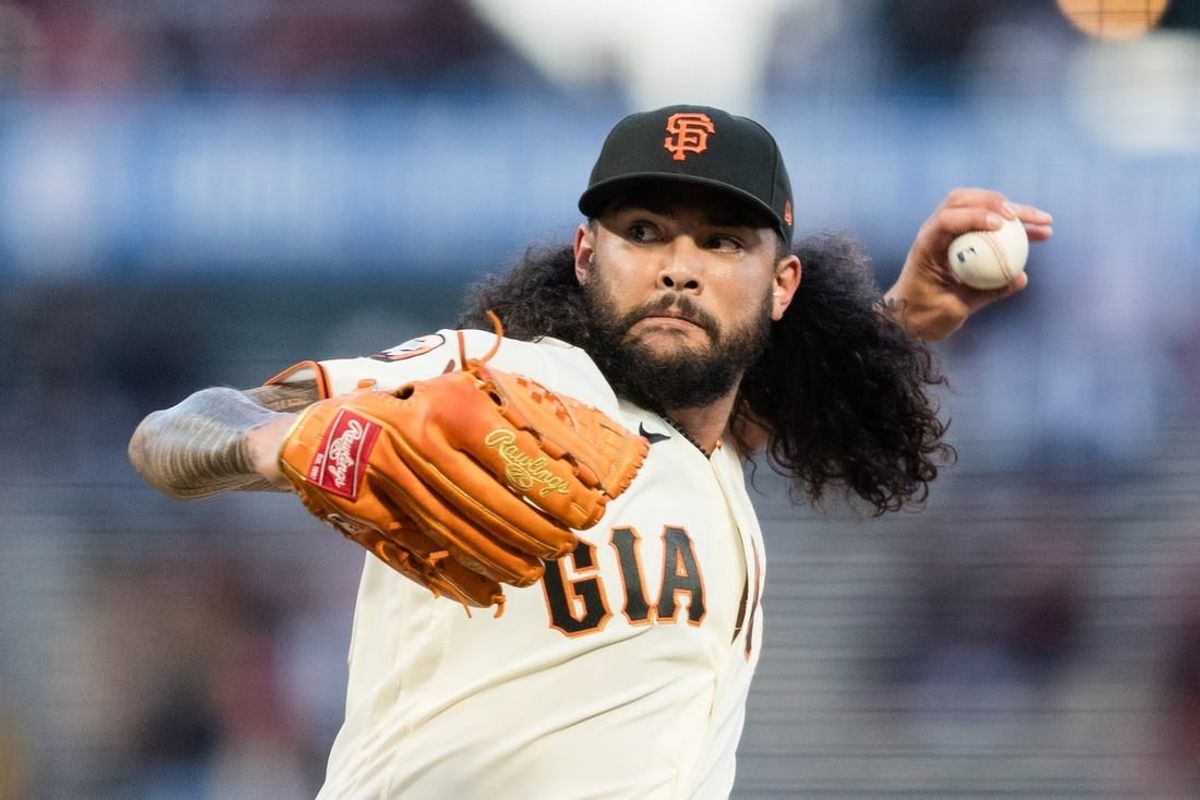 Sep 27, 2023; San Francisco, California, USA; San Francisco Giants starting pitcher Sean Manaea (52) throws against the San Diego Padres during the first inning at Oracle Park.