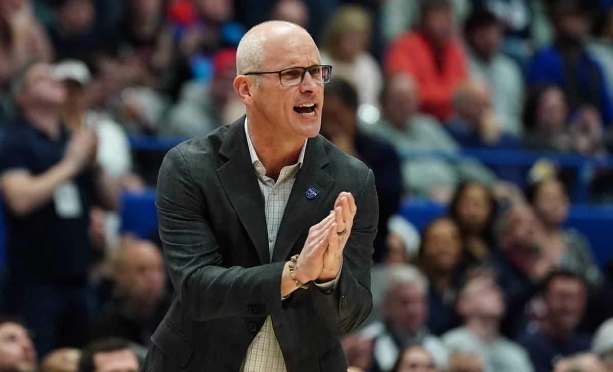 Feb 6, 2024; Hartford, Connecticut, USA; UConn Huskies head coach Dan Hurley watches from the sideline as they take on the Butler Bulldogs at XL Center.